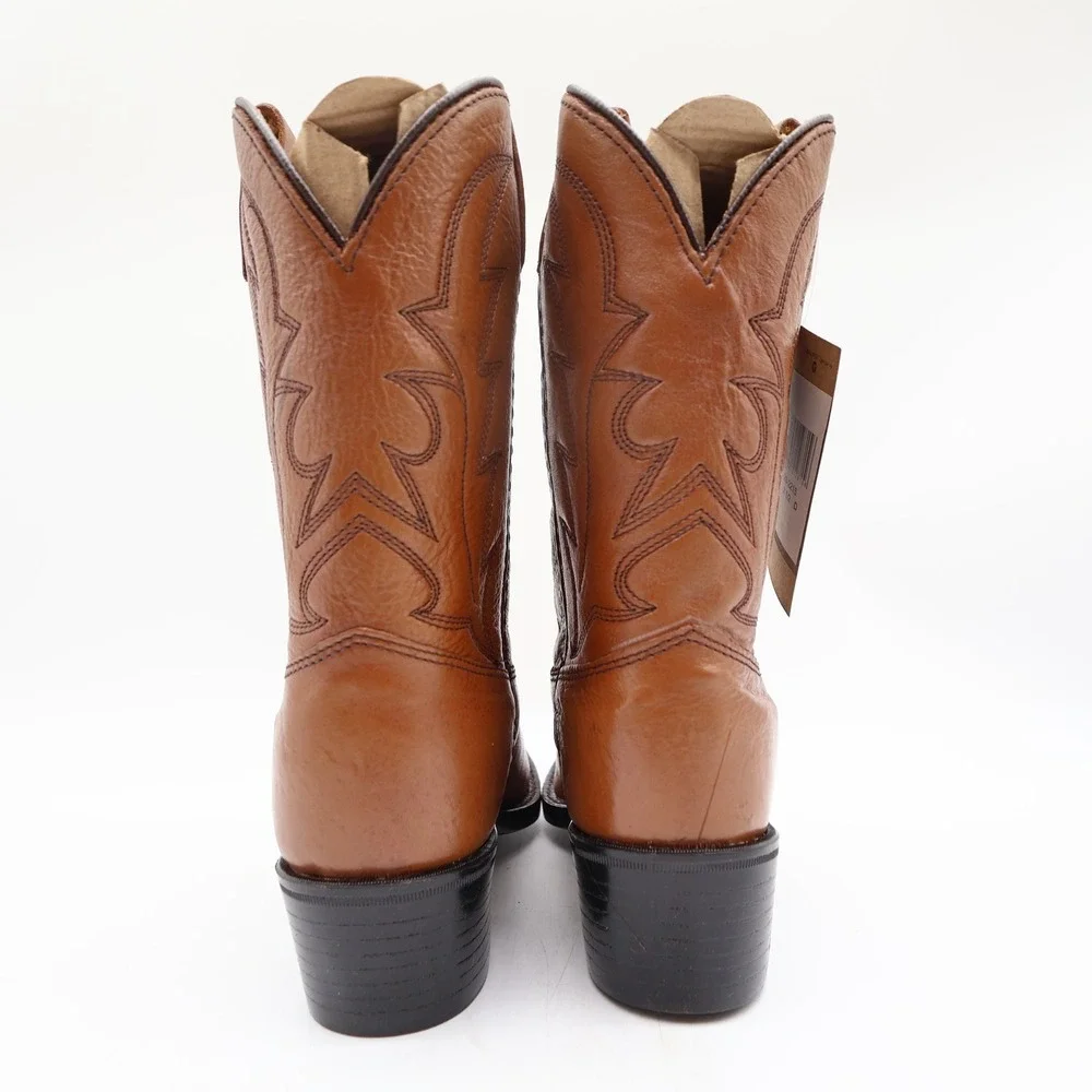 Laredo Vintage J Toe Western Boots Kids 2.5 Brown Leather NWT Deadstock